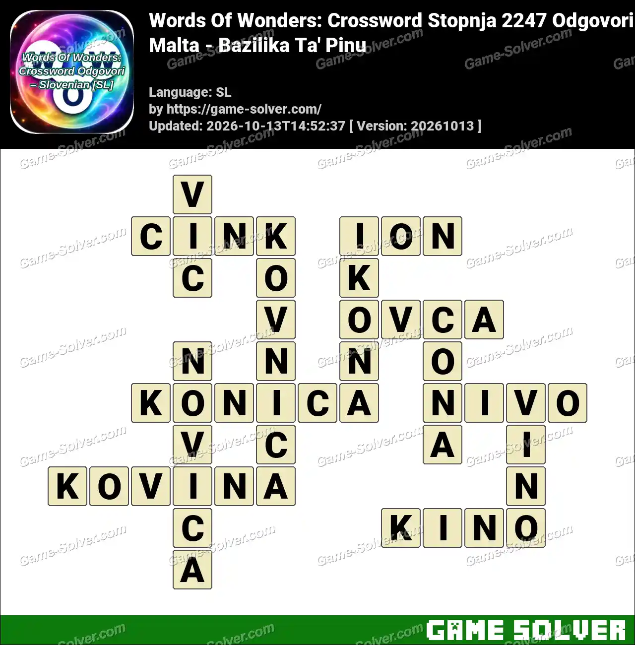 Words Of Wonders: Crossword Stopnja 2247 Odgovori – Malta – Bazilika Ta’ Pinu